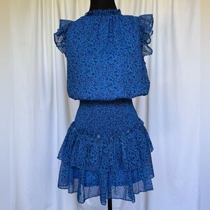 TCEC Blue Floral Mini Dress with Ruffles